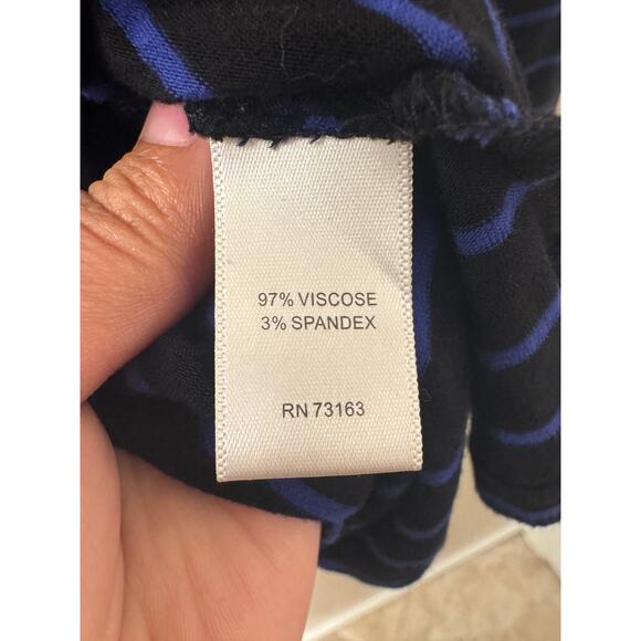 Cable & Gauge Black Blue Striped Tunic Top Handkerchief Hem Long Sleeve Size M - Picture 8 of 9